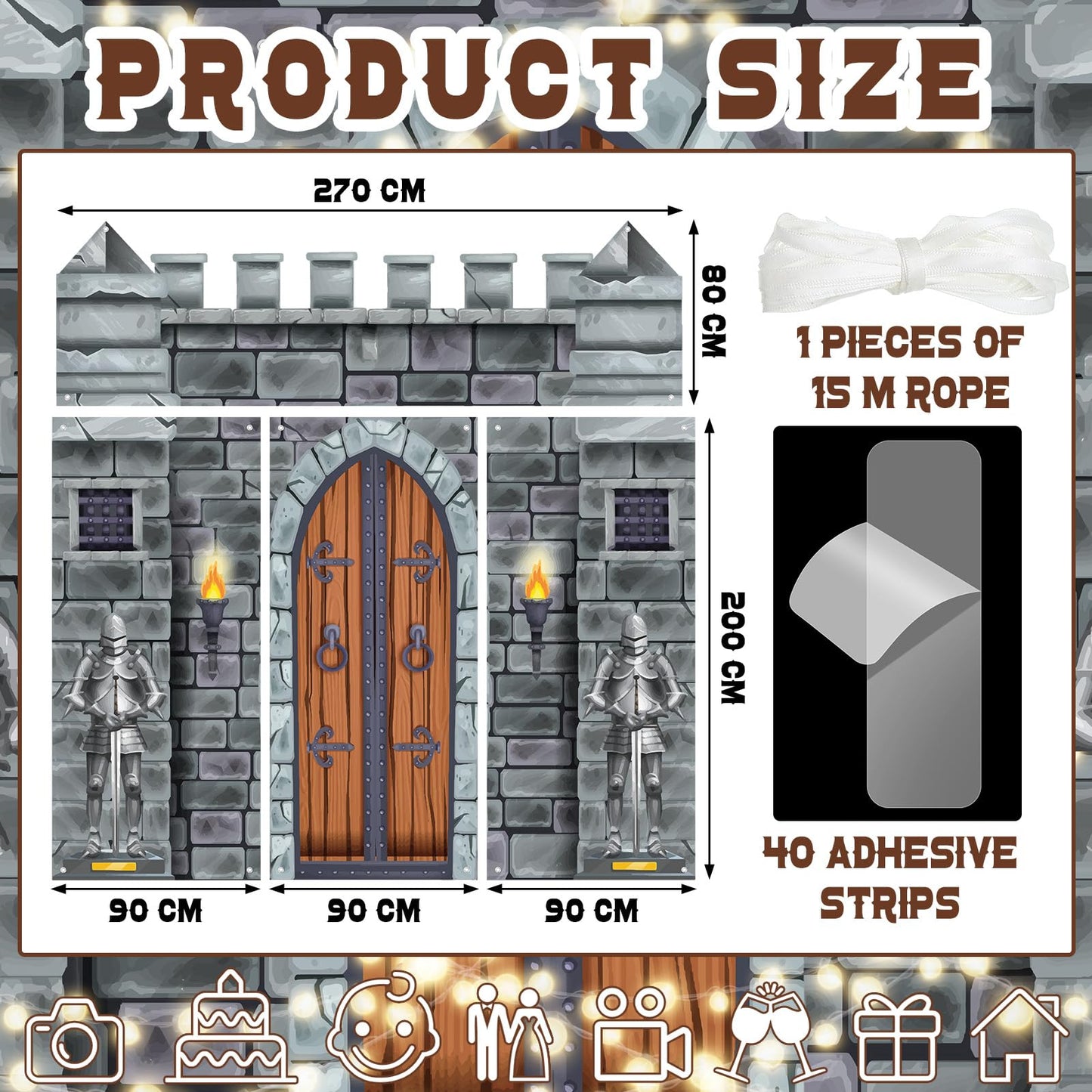 VitalCozy 4 Pcs Halloween Medieval Party Decorations 6.5 x 3 ft Castle Door Banner Covers Medieval Castle Door Decor Backdrop Themed Party Supplies Wall Decor Entrance Decoration