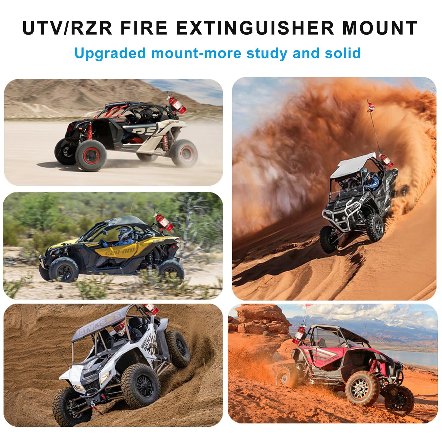 HOZHEM Fire Extinguisher Mount Bracket, Aluminum UTV Quick Release Fire Extinguisher Mount for 1.75''-2'' Roll Bar, Universal for UTV RZR Polaris Ranger Jeep Wrangler, with 4 Clamps