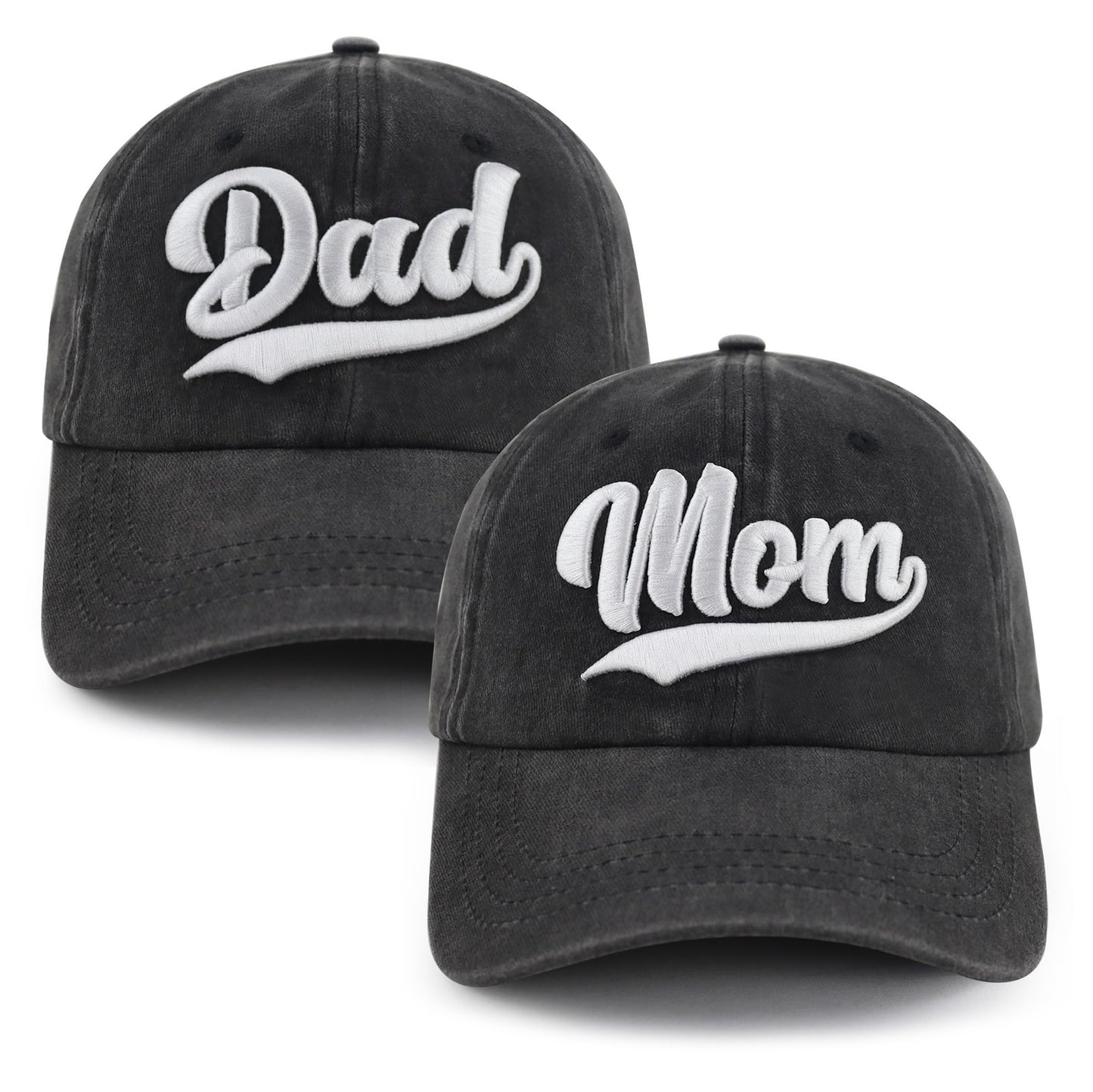 New Parents Gifts for Couples, Mom and Dad Hats, 3D Embroidered New Mother and Father Baseball Cap, Mother's Father's Day Birthday Gift for Husband Black