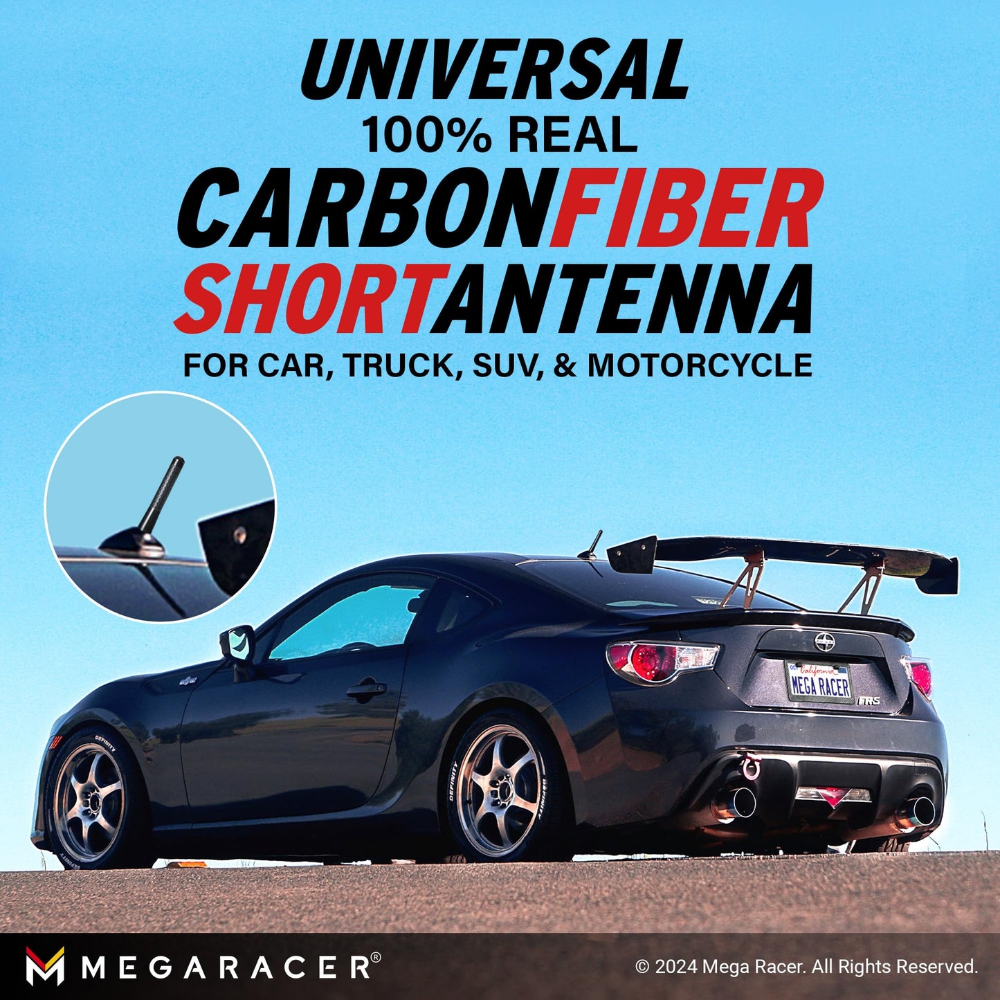 Universal Carbon Fiber Car Antenna Replacement | For Truck | Antena Para Carro | Short Vehicle Billet Antenna For Truck Suv | Ca