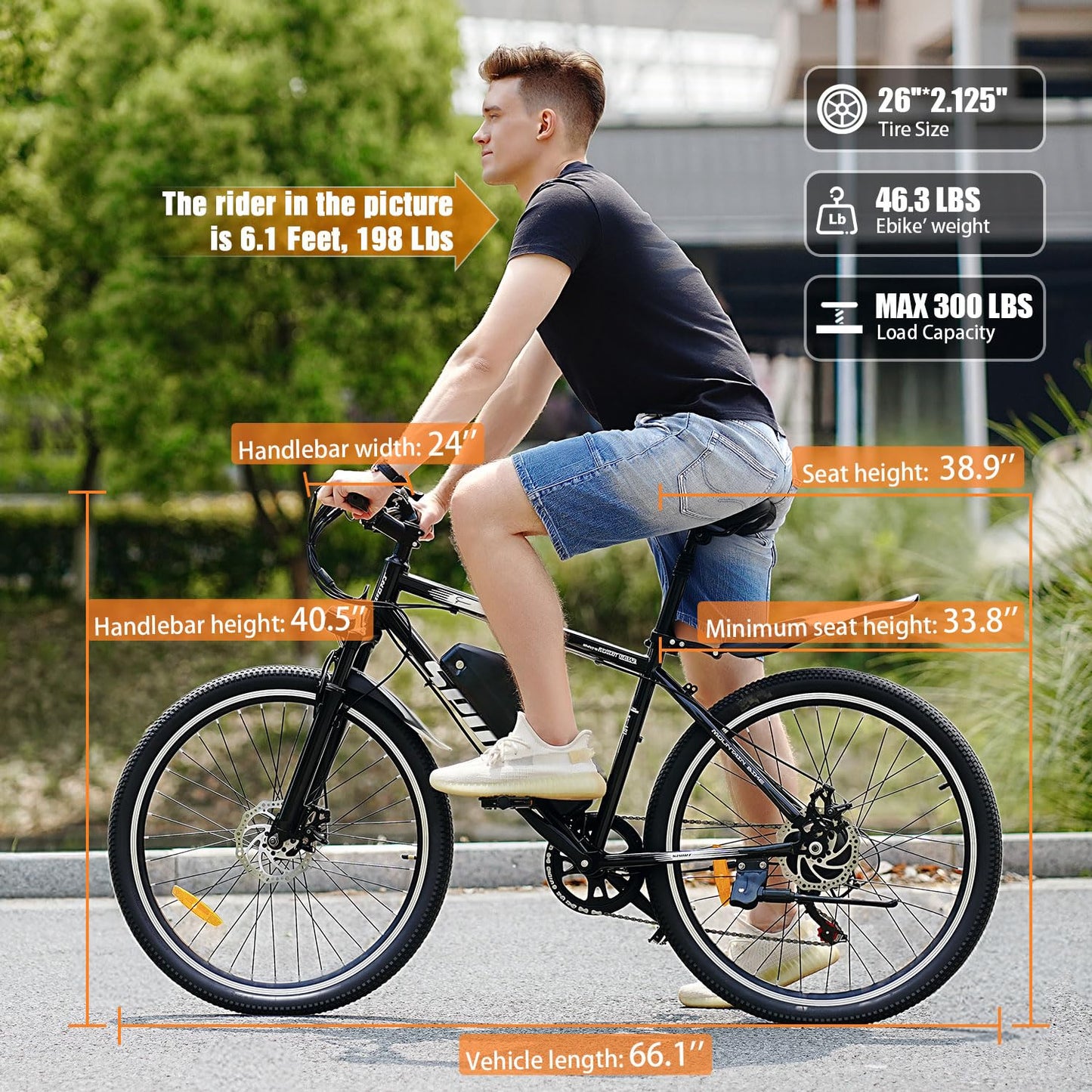Electric Bike for Adults, 750W Motor, Up to 25 MPH 45 Miles, Removable Battery, 7 Speeds, 26" Electric Mountain Bike Comes with Bike Lock, Fender, Soft Seat Pad, UL2849