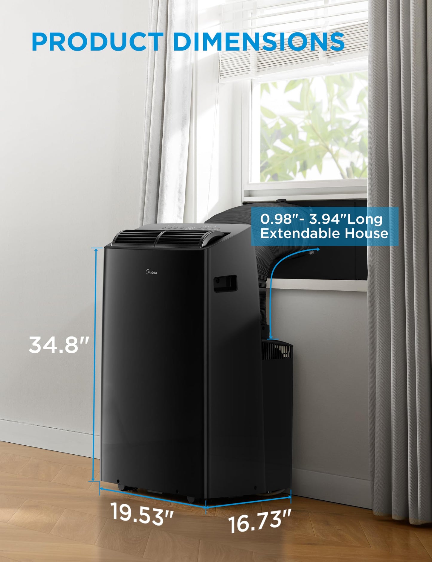 Midea Duo 12,000 BTU (10,000 BTU SACC) High Efficiency Inverter, Ultra Quiet Portable Air Conditioner, Cools up to 450 Sq. Ft., Compatible with Alexa/Google Assistant, Includes Remote, 2026 NEW