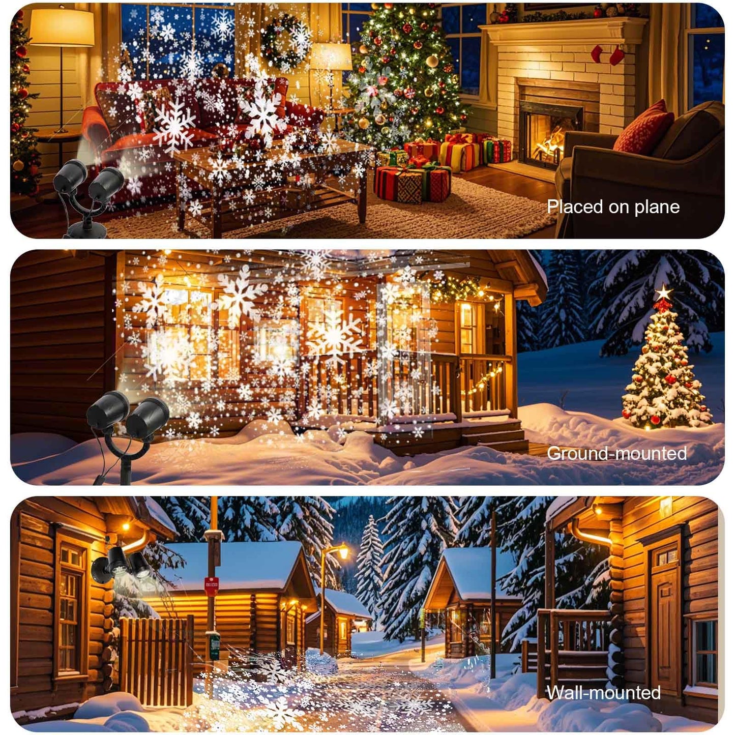 ‎LILNIAGY Christmas Double Head Snowflake Projection Lights, Outdoor LED Christmas Lights IP65 Waterproof, Rotating Snow Lamp Brighter LED Landscape for Xmas Holiday Party Decoration