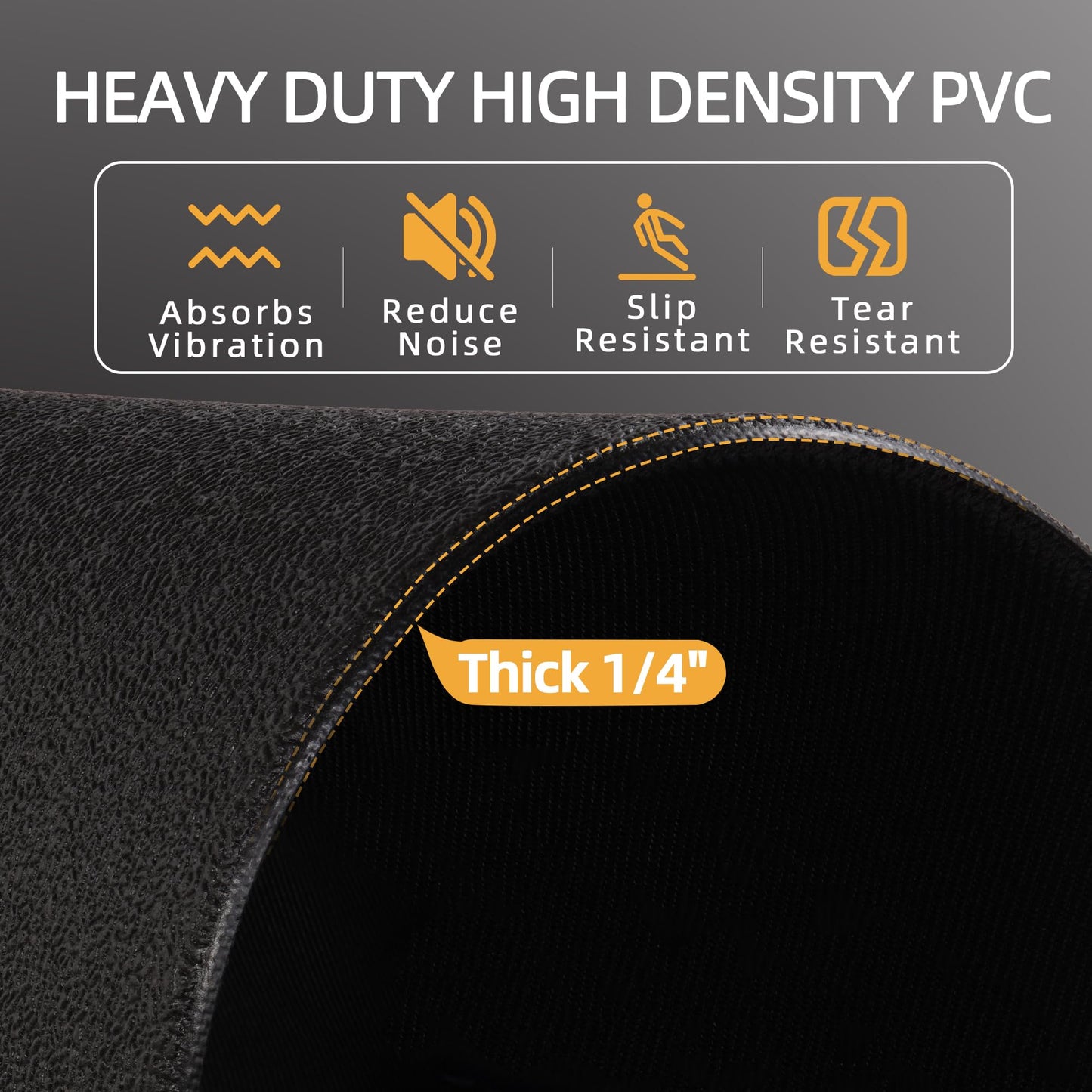 Fitvids High Density Home Gym Treadmill Exercise Bike Equipment Mat, 1/4" Thick, 24" x 48" (2 x 4FT)