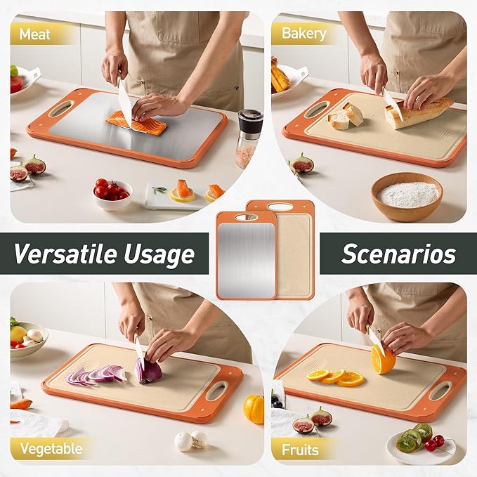 2 in 1 Stainless Steel Cutting Board with Handle 2 Packs Women Her Sister Aunt Wife Hustband Lady Auntie Titi Bestie Soul Happy Christmas Xmas Birthday Gifts Cool Unique Aesthetic 30 40 60 70 Year Old