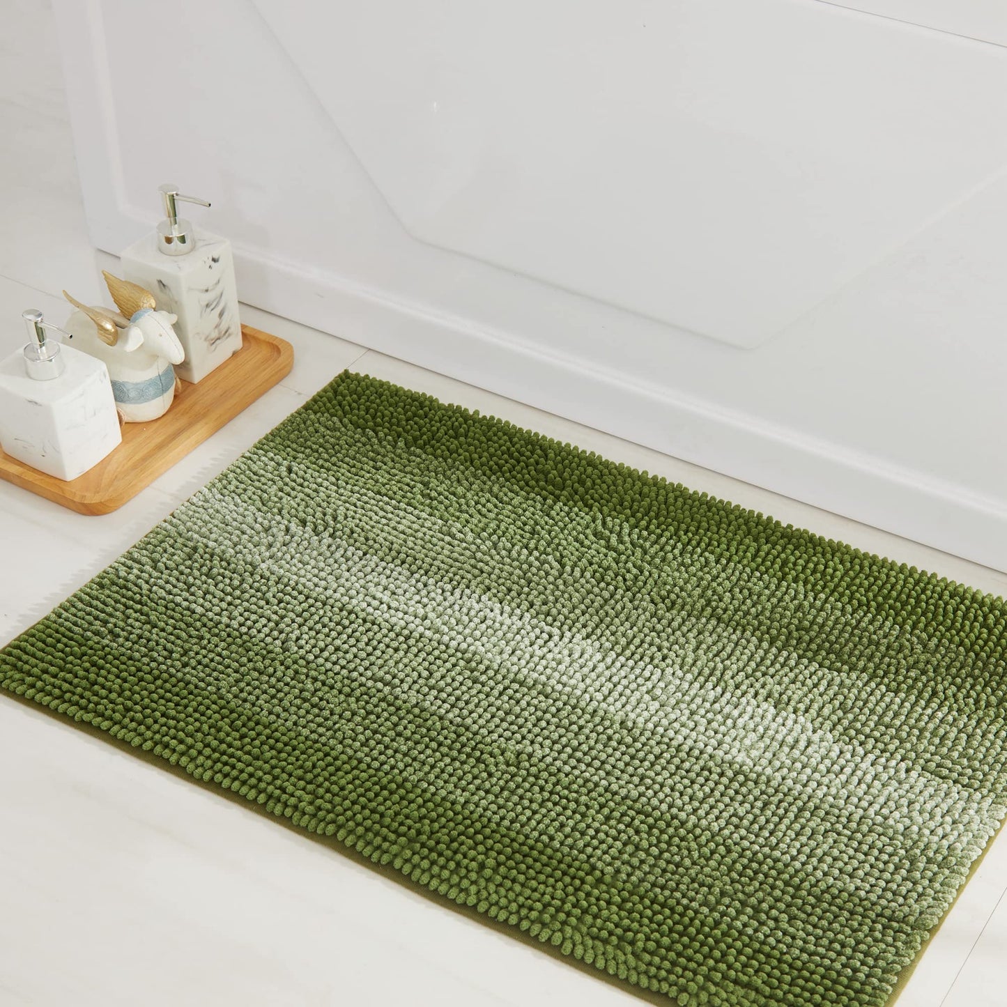 COSY HOMEER 28x18 Inch Bath Rugs Made of 100% Polyester Extra Soft and Non Slip Bathroom Mats Specialized in Machine Washable and Water Absorbent Shower Mat,Green