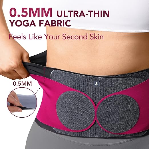Fitomo 0.5mm Ultra Thin Back Brace for Women Men, Seamless Yoga Fabric for All Day Comfort, Wear under Clothes, Enhanced Lumbar Pad for Lower Back Pain Relief, Sciatica, Posture, Lifting, Rose, Size S