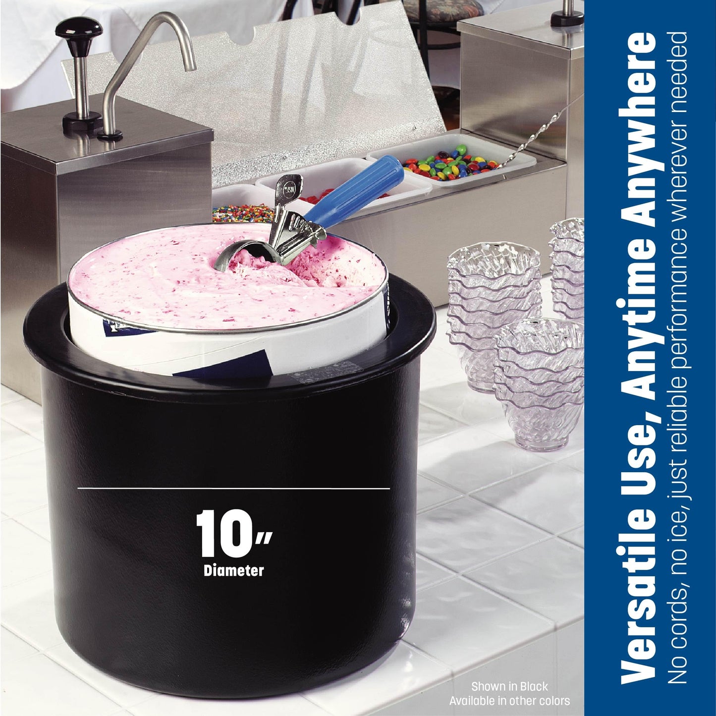 Carlisle FoodService Products Coldmaster Ice Cream Server Insulated Crock with Lid for Kitchens and Restaurants, Plastic, 3 Gallons, White
