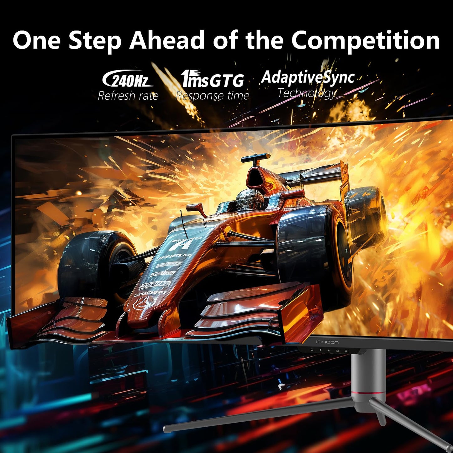 INNOCN 49" 5K2K 5120 x 1440P 240Hz Curved Ultrawide Gaming PC Monitor, R1800, 99% sRGB, HDR400, USB Type C, DisplayPort, HDMI, Built-in Speakers, Height/Tilt Adjustable - 49C1S