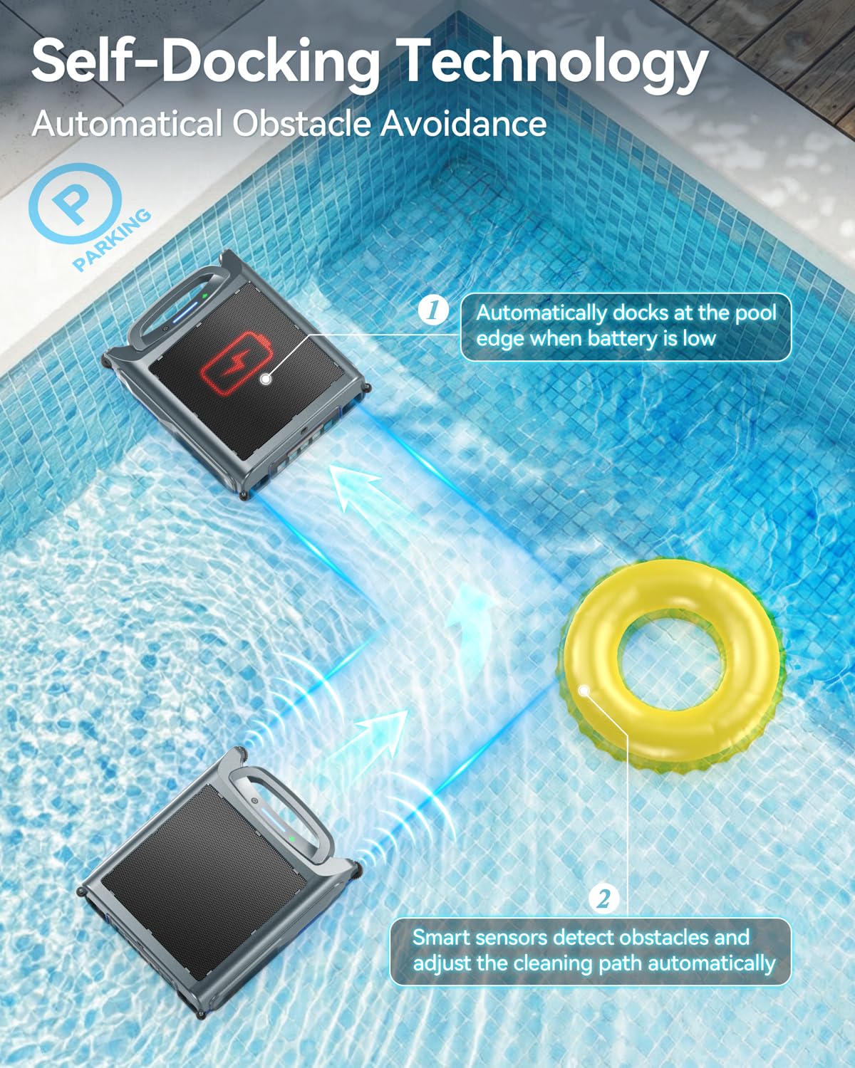 Poofata 2026 New V1T Solar Pool Skimmer, Robotic Pool Surface Skimmer Cleaner with App Control, 7L Large Basket 24/7 Cleaning Smart Obstacle Avoidance Dual Charging Options Ideal for Above Ground Pool