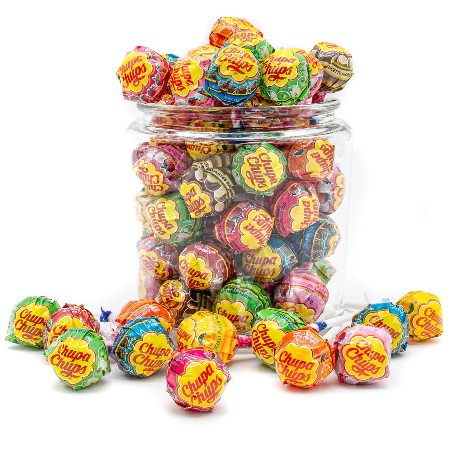 Chupa Chups Lollipop Assorted 2 lb – 8 Flavors, Individually Wrapped, Bulk Candy in Resealable Bag