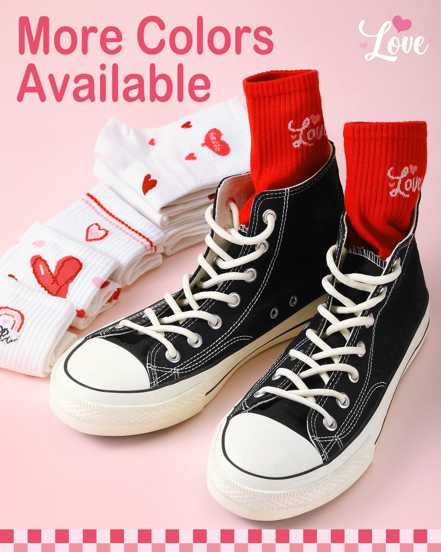 Shihanee 10 Pairs Women Heart Socks Cotton Soft Novelty Ankle Socks Bulk Cute Christmas Valentines Day Gifts, Red White Heart Pattern Striped Plaid,10 Styles