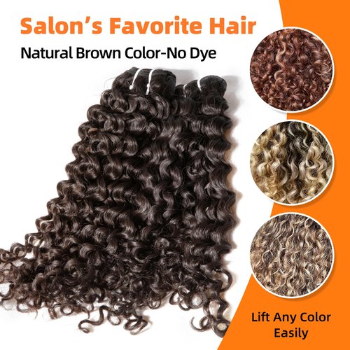 Clytie Raw Short Natural Brown Curly Bundle Human Hair, 5 Years Lasting Tight Curly Bundle Human Hair Dark Brown Real Unprocessed One Donor Virgin Human Hair Deep Curly Weave Sew in Single 10 Inches