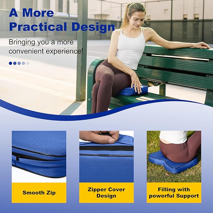 FASTMOMENT 2 Pcs Stadium Seat Cushions - Outdoor Seat Cushions for Bleachers Fashion & Portable Stadium Cushions with Decorative Strips Water-Repellent Stadium Seats for Outdoor Sports Events (Blue)
