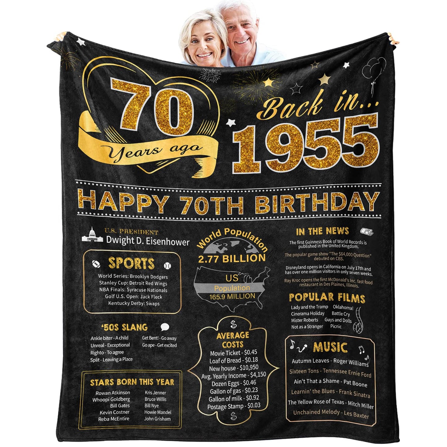 70th Birthday Gifts for Women Or Men - 70th Birthday Gifts Throw Blanket 60 x 50 Inch - 70th Birthday Gift Ideas - Best Gifts for 70 Year Old Woman - 1952 Birthday Gifts for Women
