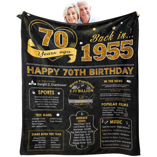 70th Birthday Gifts for Women Or Men - 70th Birthday Gifts Throw Blanket 60 x 50 Inch - 70th Birthday Gift Ideas - Best Gifts for 70 Year Old Woman - 1952 Birthday Gifts for Women