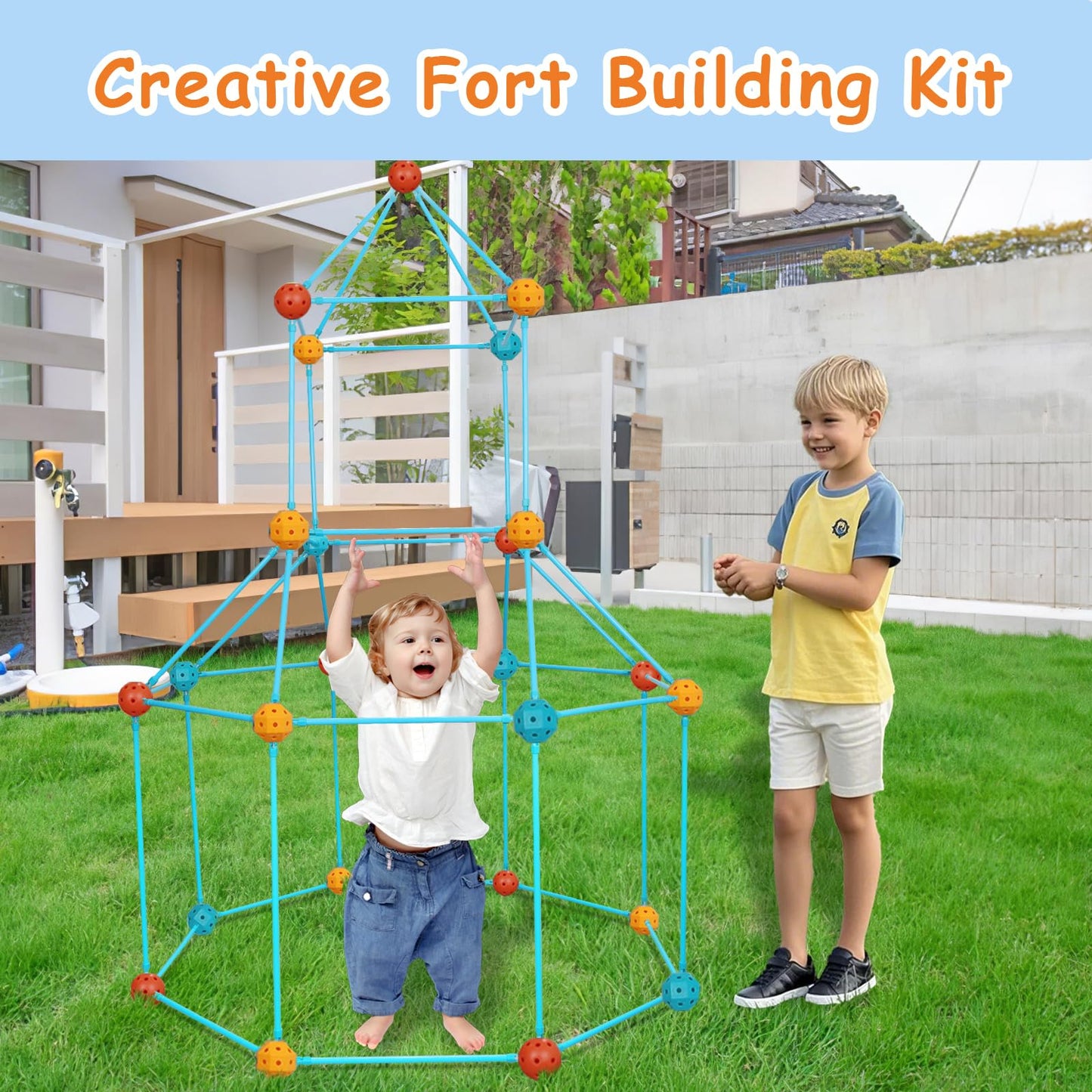 BZseed Fort Building Kit for Kids DIY Play Tent & STEM Construction Toys Ultimate Indoor/Outdoor Fort Building Activities for Boys & Girls Ages 4-15 Educational Creative Toy Birthday & Festival Gift