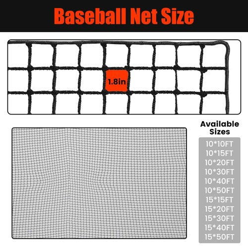 Sport Net Baseball Nets,Over 22 Sizes from 10 to 50 feet Baseball Softball Backstop Nets with 33 feet Nylon Rope 0r Steel Hanging Kit, Heavy Duty Hitting Practice for for Backyard,Garage, Basement.