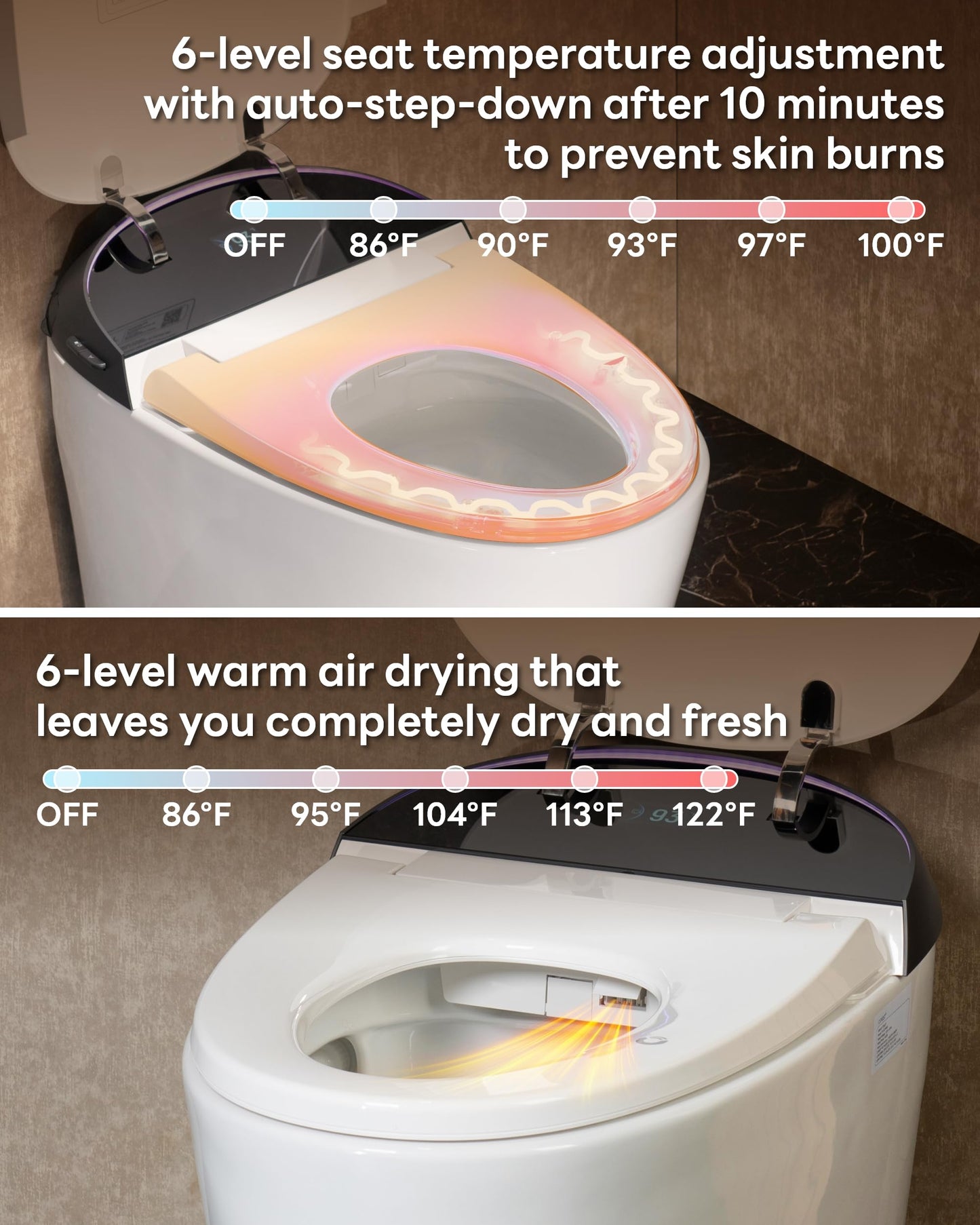 CANEST Smart Toilet with Foam Shield, 17.5" ADA Chair Height, 1.1/1.6GPF Dual-Flush Bidet Toilet, 12" Rough-in, One Piece Toilet, Auto Open/Close, Instant Hot Water, Eco Mode, Deodorization