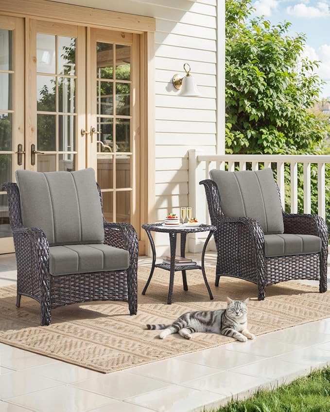 ACTREST Luxury 24x24x6 Inch Kitty Outdoor Cushions for 5 Peice Patio Furniture Set - Set of 5 Water-Resistant Pillow for Dining Rocking Swivel Chairs Loveseat Couch Sectional Sofa - Grey