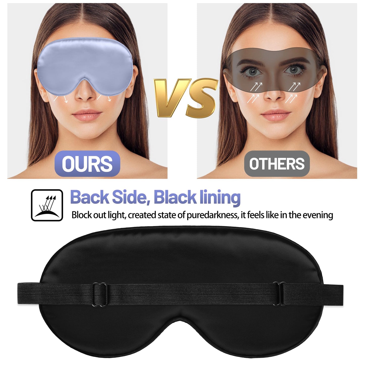 Sleep Mask, Silk Eye Mask for Sleeping with Adjustable Strap, Blindfold Eyeshade for Men & Women, Comfortable & Soft Eye Cover Eyeshade for Night Sleep (Light Purple)