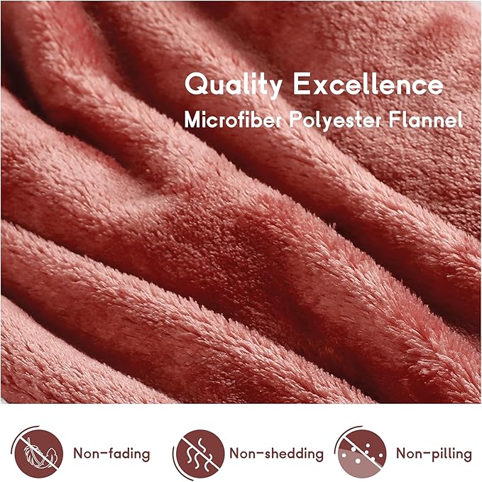 Heated Blanket Electric Blanket Full Size 72''x84'' with 9 Heating Levels, 1-10 Hour Auto Shut Off, Machine Washable, Flannel & Sherpa Soft Warming Blanket for Couch, Bed, Office - Brick Red