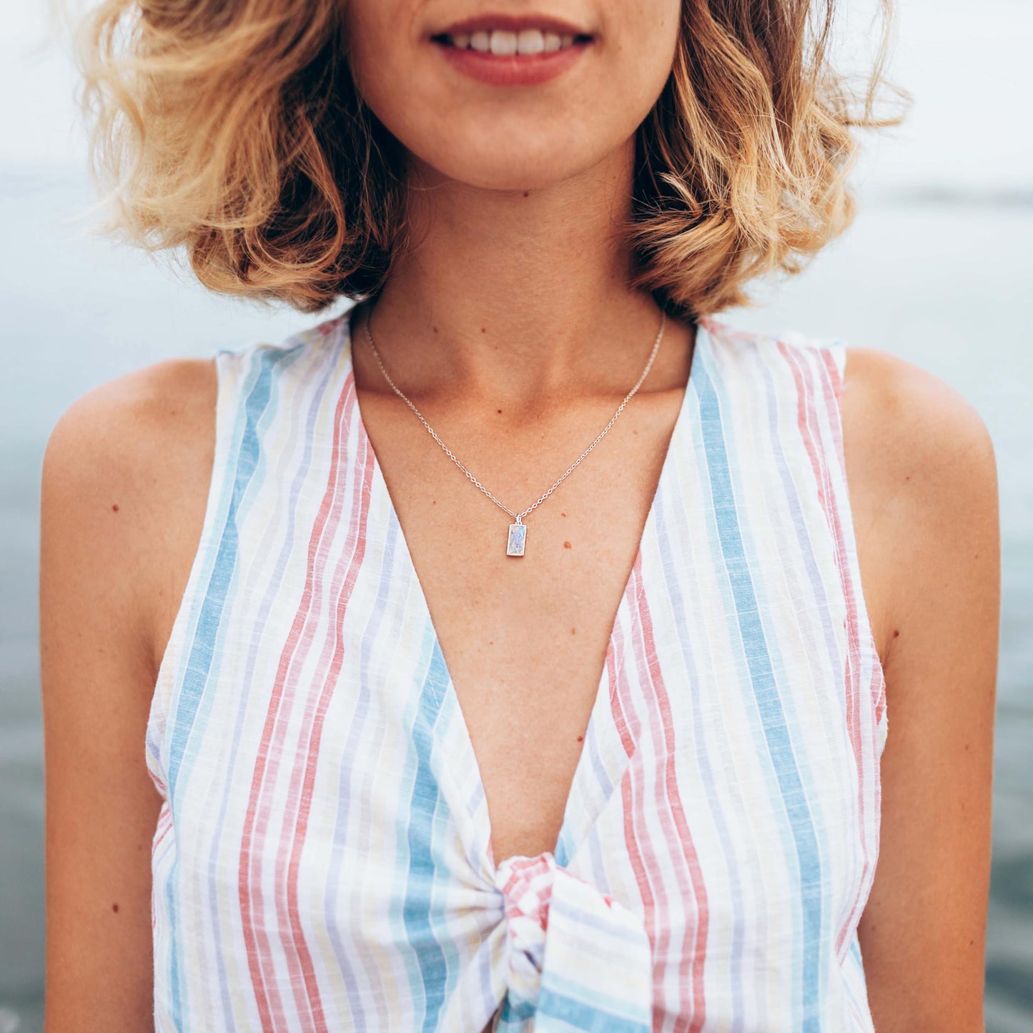 HOPE LOVE SHINE New Beginnings Rainbow Moonstone Sterling Silver Necklace for Women - Meaningful Jewelry Gifts for Her