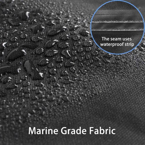 Mancro Boat Cover 16ft-18.5 ft, Heavy Duty Covers fits Bass Boats, V-Hull, Tri-Hull, Runabout, Fishing Boats, Waterproof Trailerable Boat Cover, Marine Grade Canvas Outboard Cover, Black