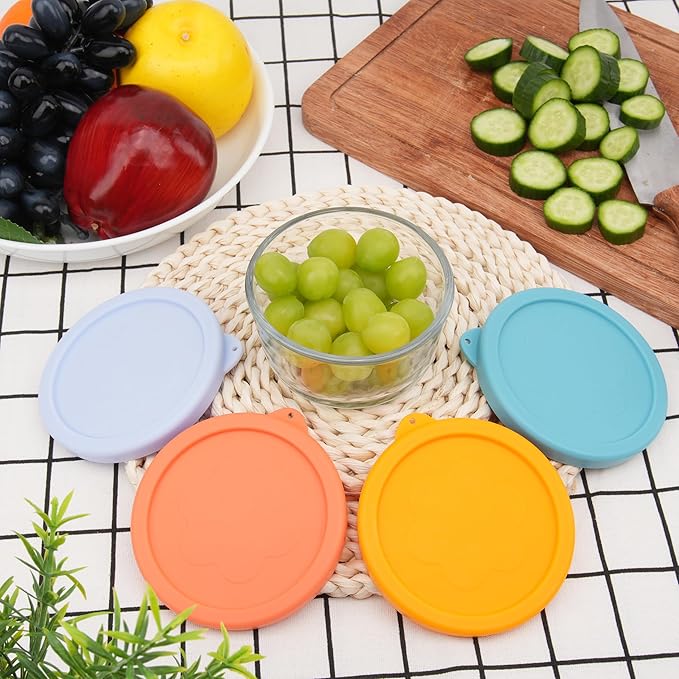 1 Cup Silicone Replacement Lids Storage Cover for Anchor Hocking Glass Bowls (Container not Included) 4 Pack Microwave, Dishwasher and Freezer Safe