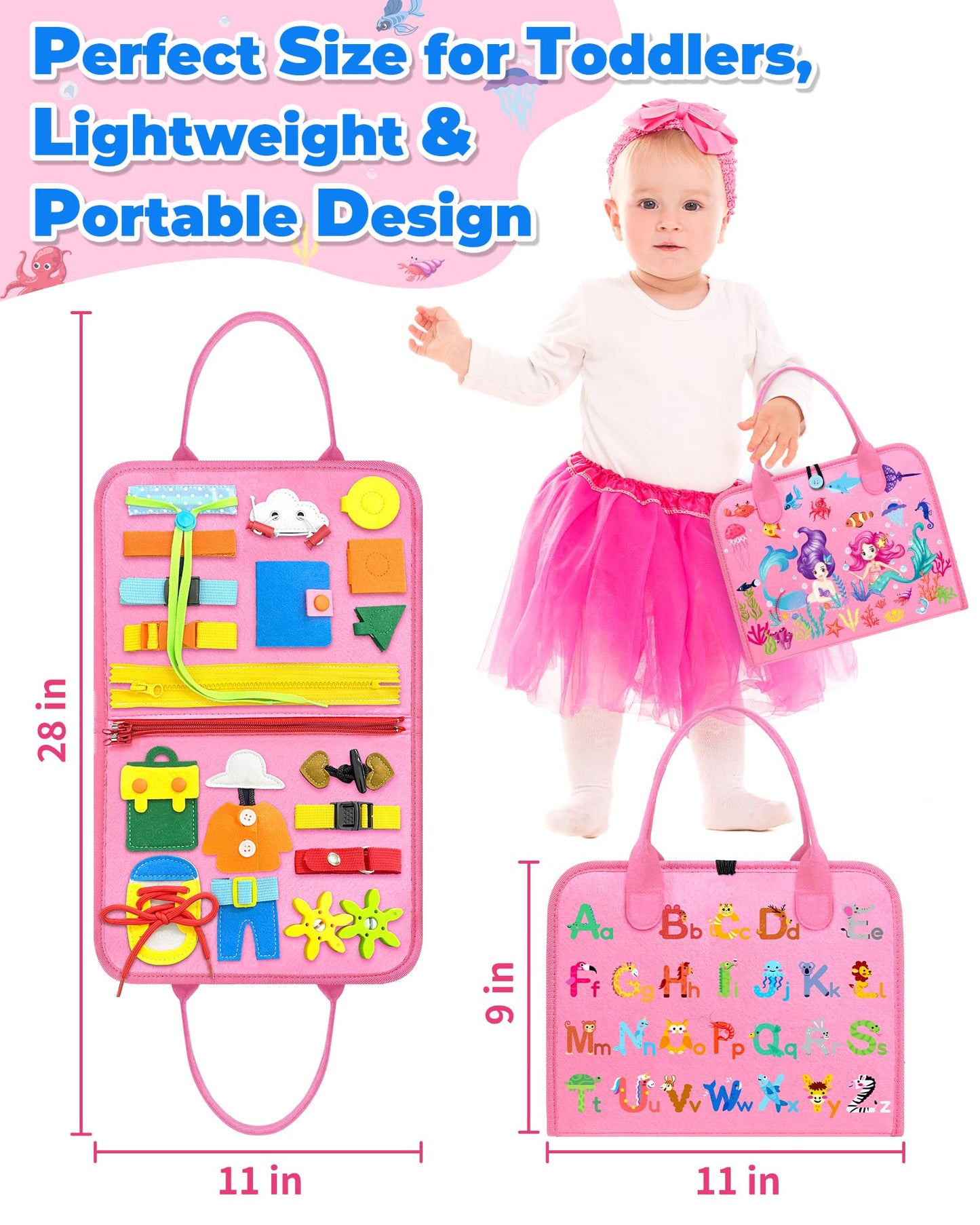 Gojmzo Busy Board Montessori Toys for Toddler Girl Birthday Gifts, Busy Book Sensory Toys for Toddlers, Learning Educational Toddler Travel Activities