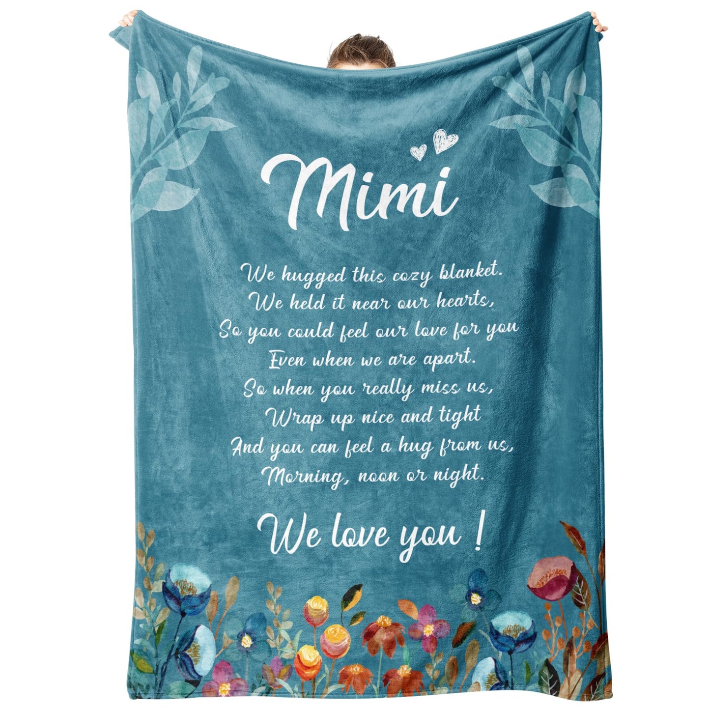 Afterprints Mimi Gifts Blanket, Birthday Gifts for Mimi, Mimi Gifts for Grandma on Grandparents Day, Soft Flannel Throw Blankets 50" x 60"