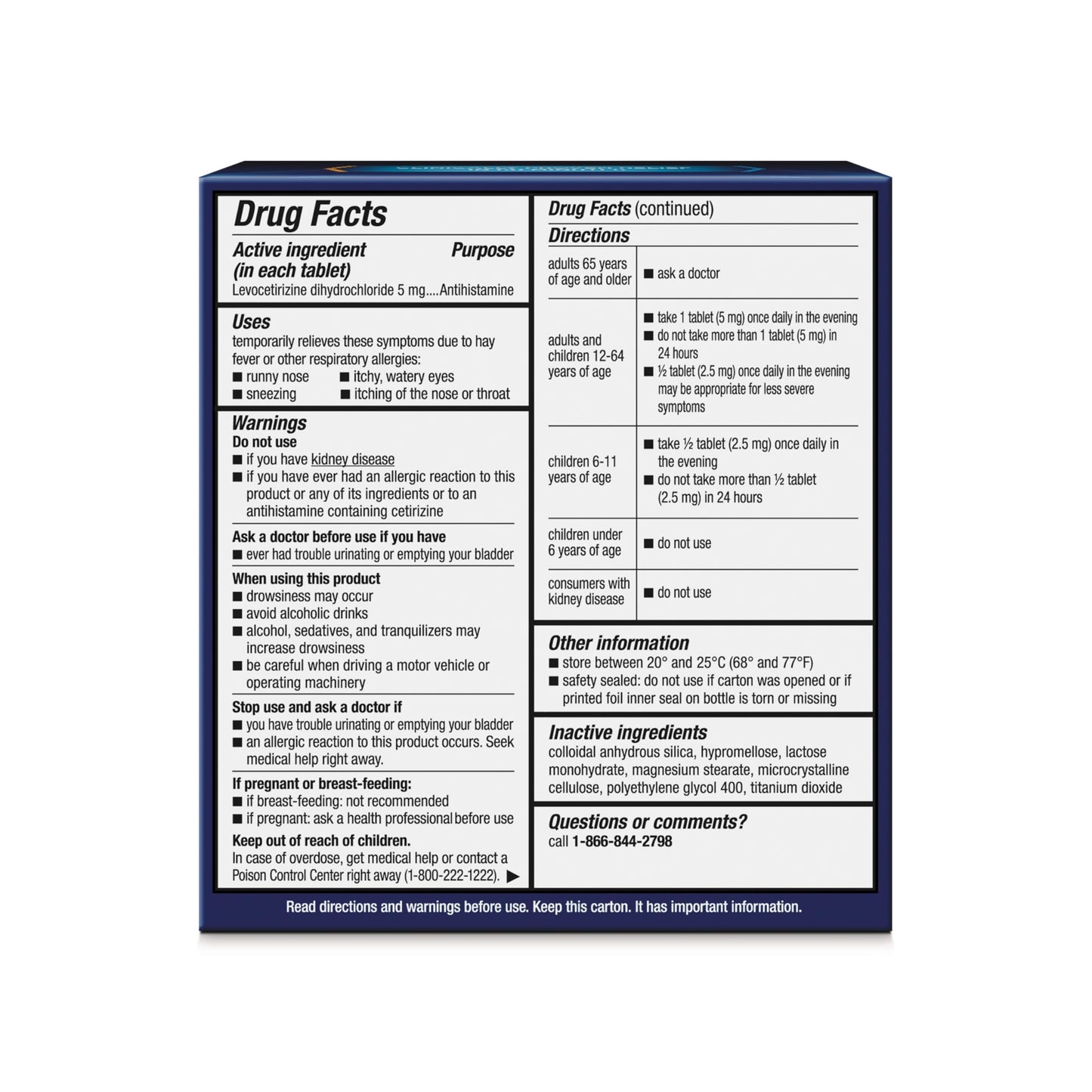 Xyzal 24 Hour Allergy Relief Medicine, Original Prescription Strength Antihistamine, Levocetirizine Dihydrochloride Tablets, 5 mg, 80 Count