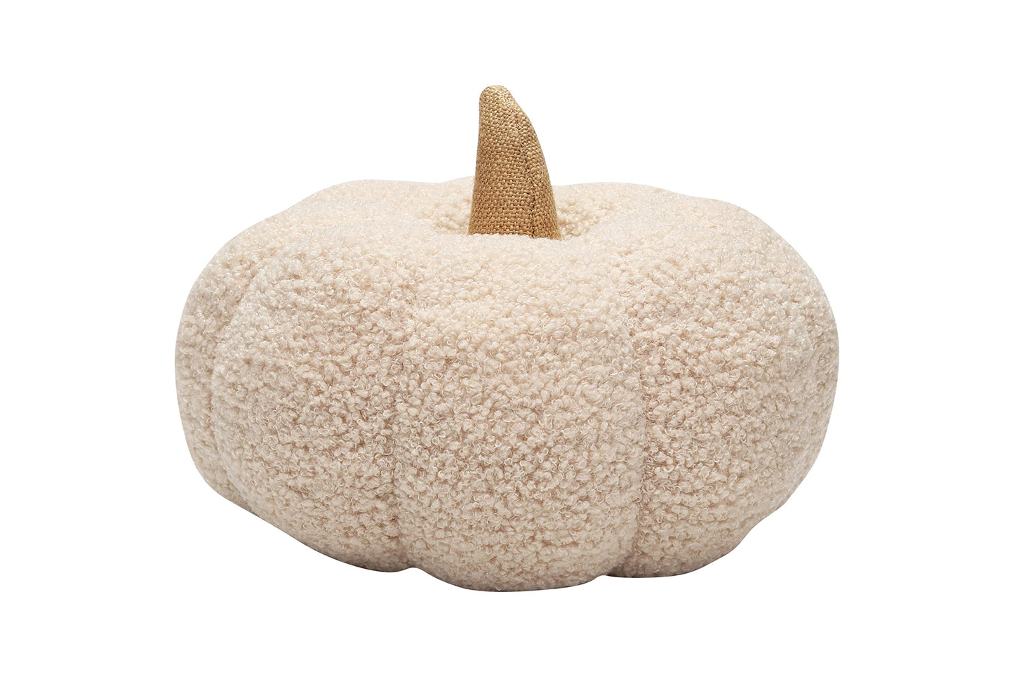 Pearhead Sherpa Pumpkin, Plush Stuffed Halloween Home Decorations, Modern Fall Home Decor, 6.5" x 9", Cream