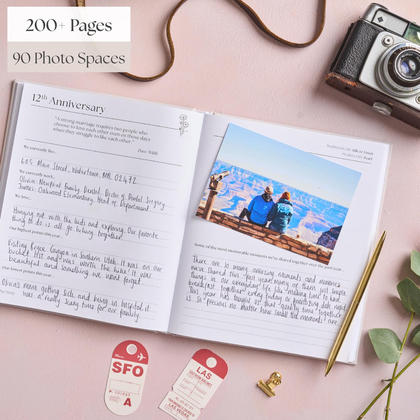 Couples Anniversary Journal – 1st to 75th Year Scrapbook & Keepsake Album | Paper Gift for Husband or Wife | Relationship Memory Book (Grey)