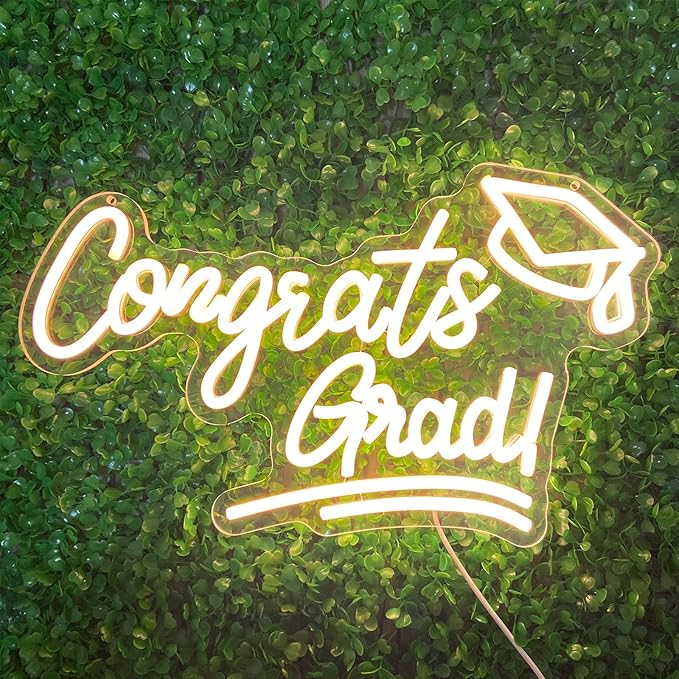 Congrats Grad Neon Sign, LED Neon Light for Graduation Party Decoration, Congrats Grad Sign, Congrats Led Sign for Class o...