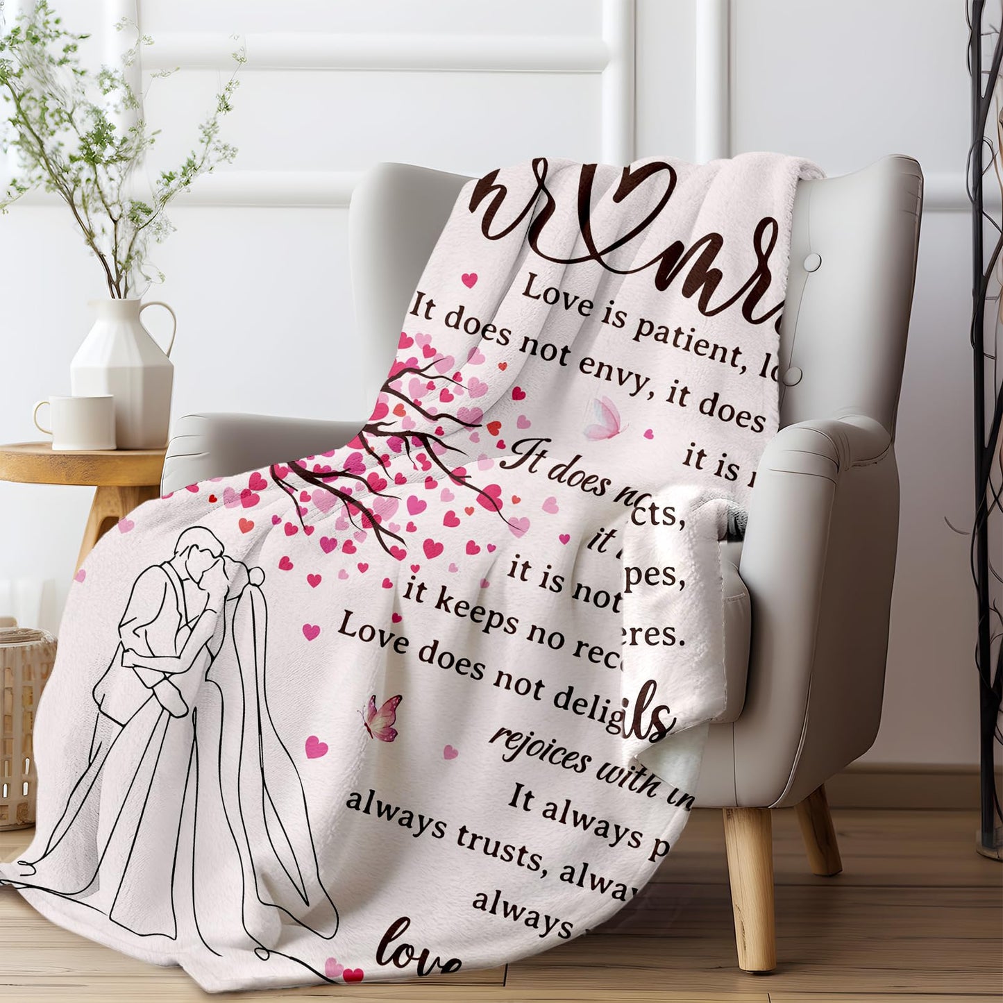 Glydein Wedding Gifts for Couples 2025, Soft Flannel Wedding Blanket, Bridal Shower Gifts for Bride to Be, Anniversary Mr and Mrs Gift, Marriage Gift for Newlyweds Bride, 50 x 60 inches