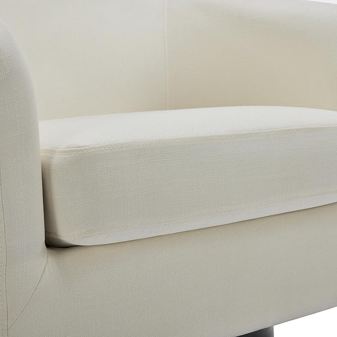 UIXE 360° Swivel Barrel Accent Chair Armchair, Modern Round Club Arm Chair Upholstered Living Room Single Sofa Seating Bedroom Side Reading Seat in Fabric for Home Office (Beige)
