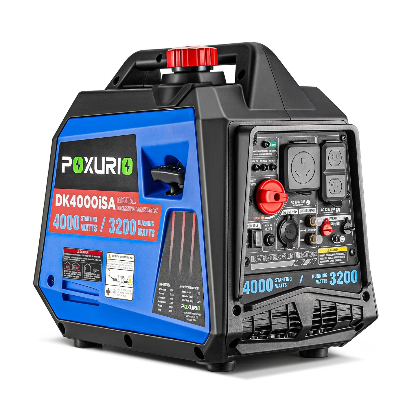 4000 Watt Inverter Generator, 120V Gas Powered Generator Superquiet, Remote Start/Electric Start/Rv Ready/Epa For Rv, Camping An