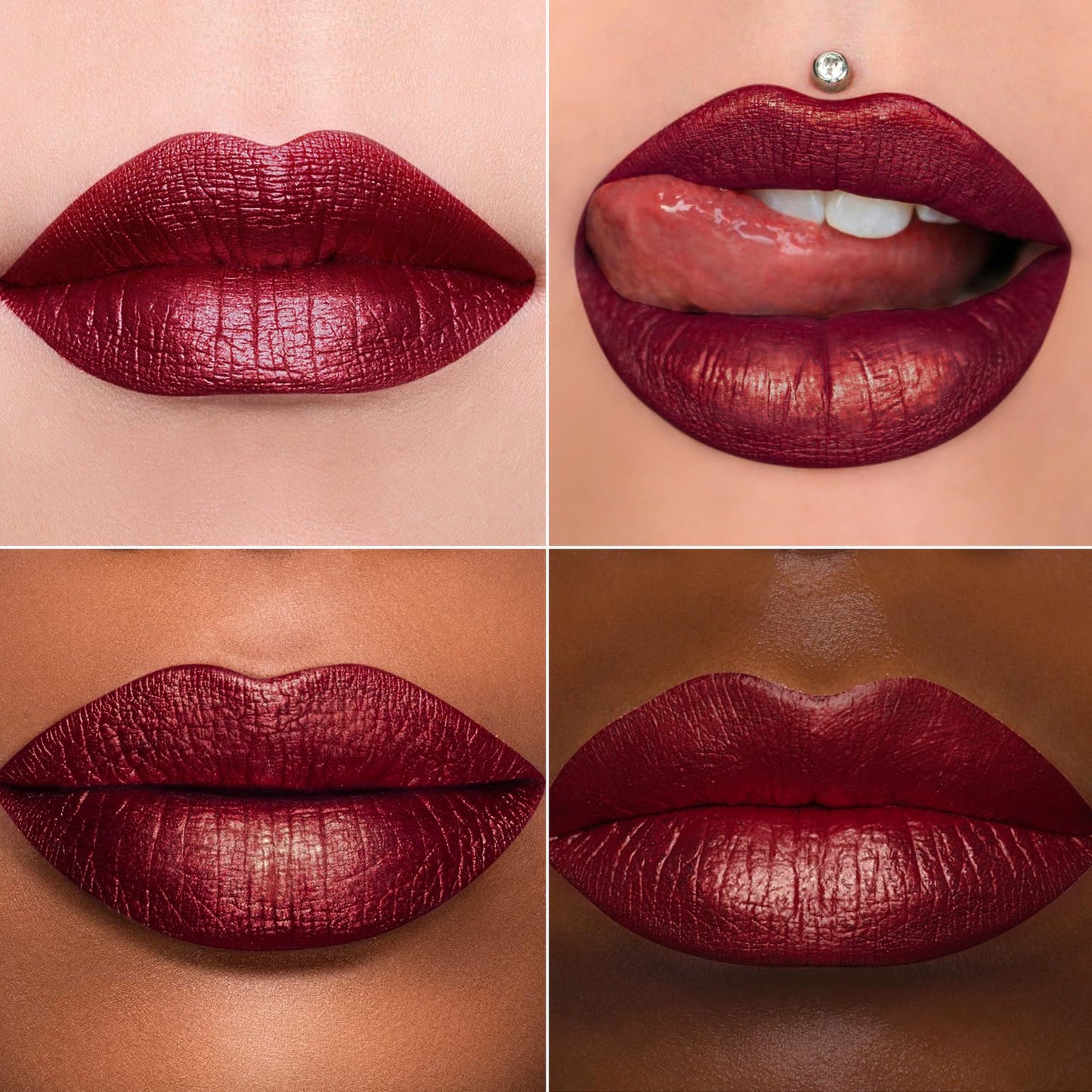 MAKI YIKA 3Pc Metallic Lipstick Long Lasting Nude Pink Red Glitter Lipsticks High Shine Lipstick No Smudge No Transfer Liquid Lip Gloss (Nude/Pink/Red)