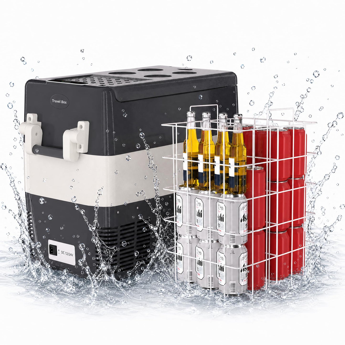 Garvee 12V Portable Car Refrigerator Freezer, 52QT with -4℉ to 50℉ Adjustable Temperature, 12/24V DC & 110-240V AC Compressor Fridge, Fast Cooling for Camping, Travel, Truck
