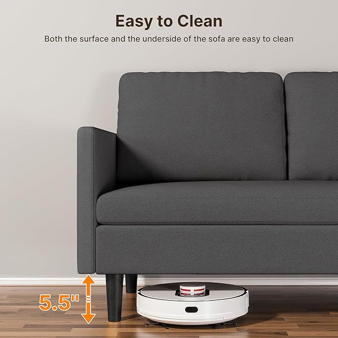 Gizoon 104''in 4 seat Sectional Sofa, Freely Configurable Sectional Couch, Convertible Modular Sofa, with Deeper Seat, Comfortable Fabric, Removable Armrest, for Living Room, Dark Grey