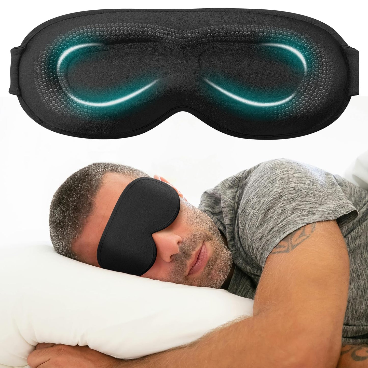 Weighted Eye Mask Cover for Sleeping - Eye Masks for Sleep with Adjustable Strap, Lash Extension Eye Covers for Women Men, 3D Contoured, Plane Travel Essentials, Blindfold for Meditation (Black)
