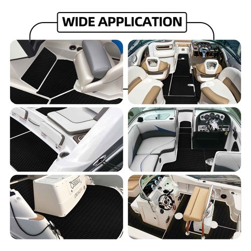 FOCEAN Boat Flooring - EVA Foam Boat Decking - Surfboard Traction Pads Self-Adhesive Sheet for Skateboard Skimboard RV Yacht Kayak, 94.5''x 23.6'', Black