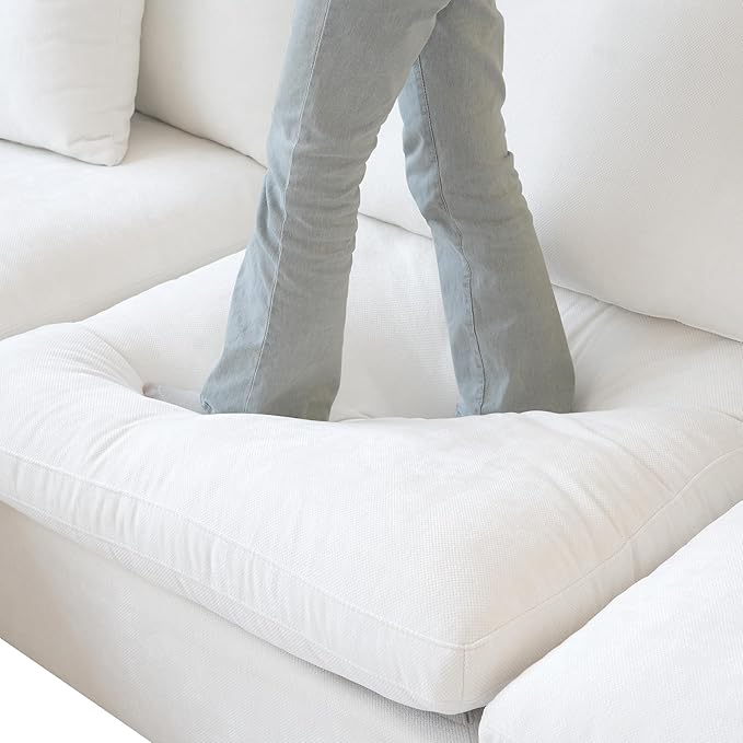 WJShome Modern Ottoman Module for Living Room, Cushion Covers Removable, Minimalist Comfy Breathable Footstool,White