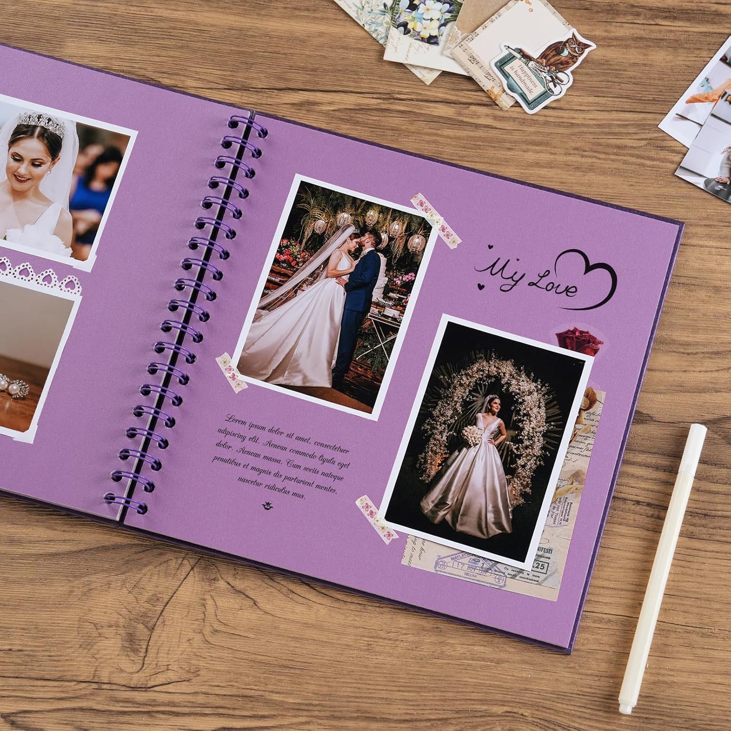 potricher 10 x 10 Inch DIY Scrapbook Album 40 Pages Hardcover Kraft Paper Scrap Book Photo Albums Memory Book for Wedding and Anniversary Family (Purple, 10 Inch)