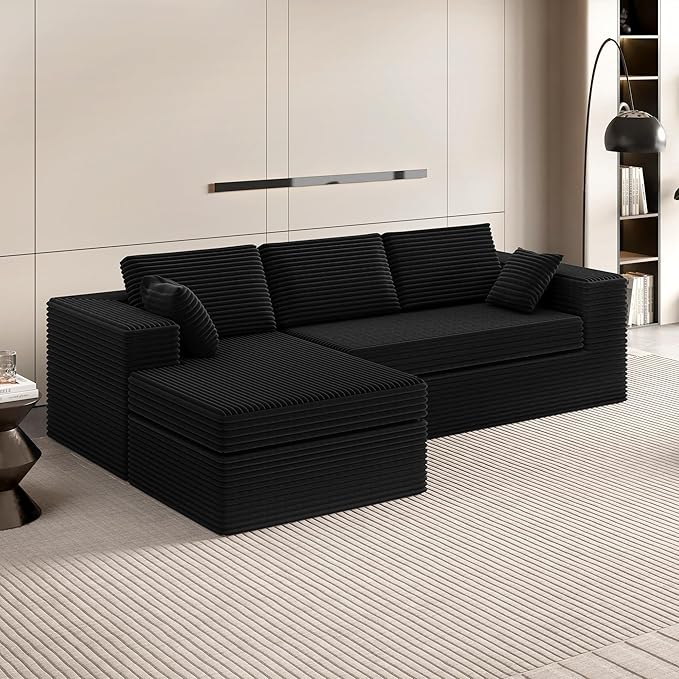 Extra Firm 108” Cloud Boneless Couches for Living Room,Modular Sectional Cloud Couch with Deep Seat, High-resilience Foam / Sag-resistant / Keeps its form, No Assembly Required (Left-Facing Chaise） | Quick Assembly, Extra Firm Support, Not easily colla...