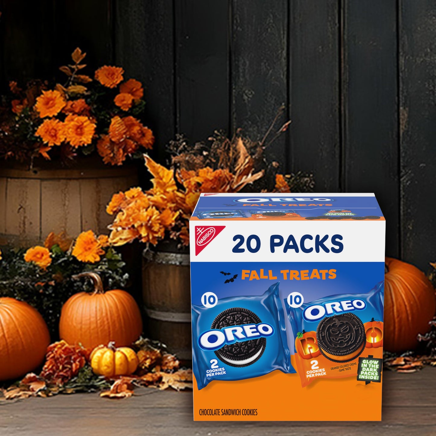 OREO Boo! Fall Treats Trick or Treat Halloween Cookies Variety Pack, 20 Snack Packs (2 Cookies Per Pack)