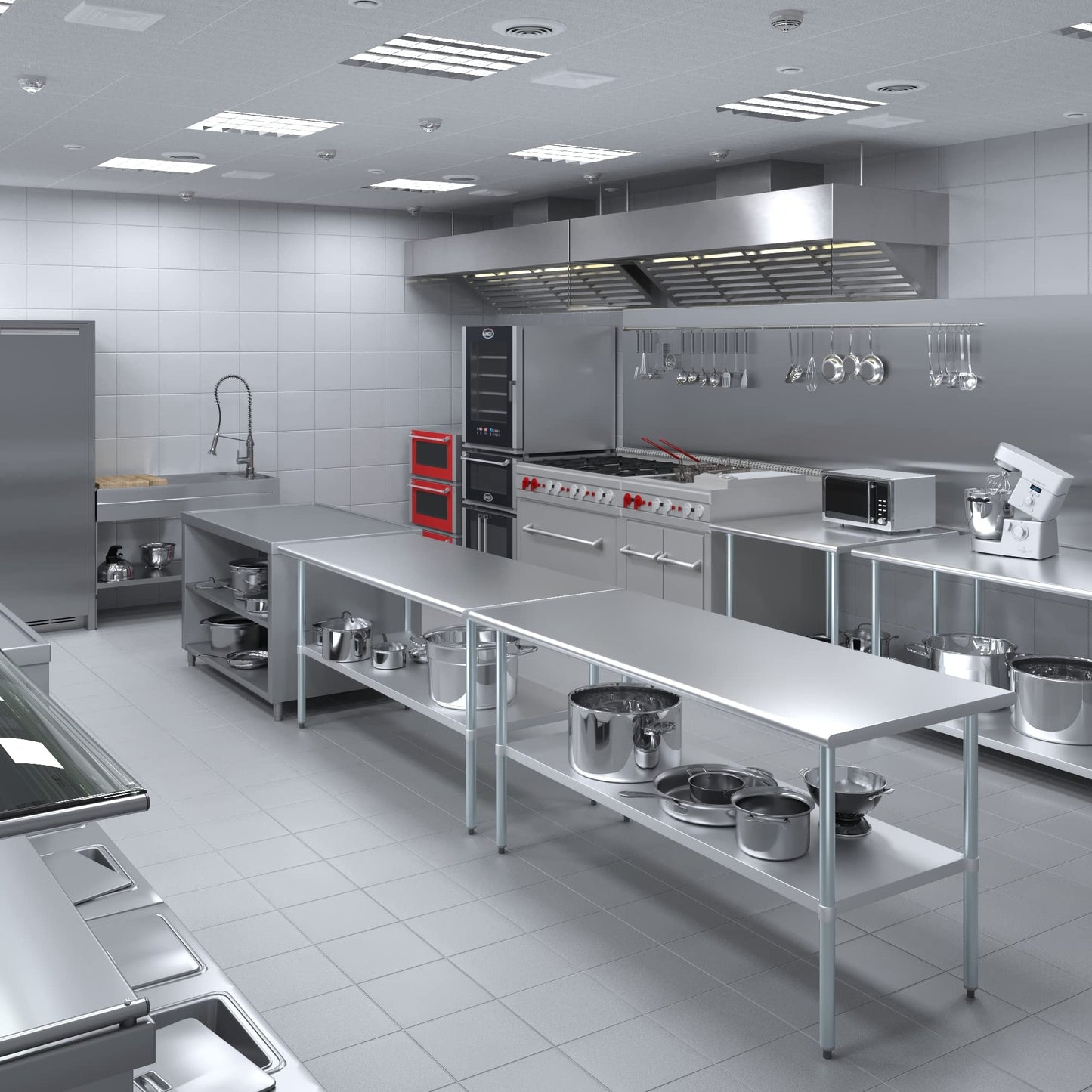 AmGood 30 in. x 72 in. Stainless Steel Work Table | Metal Kitchen Food Prep Table | NSF