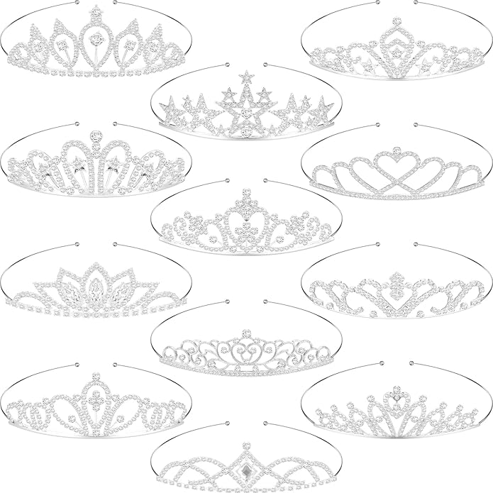 Hicarer 12 Pcs Tiaras for Girls Crystal Tiara Princess Crown for Kids Wedding Birthday
