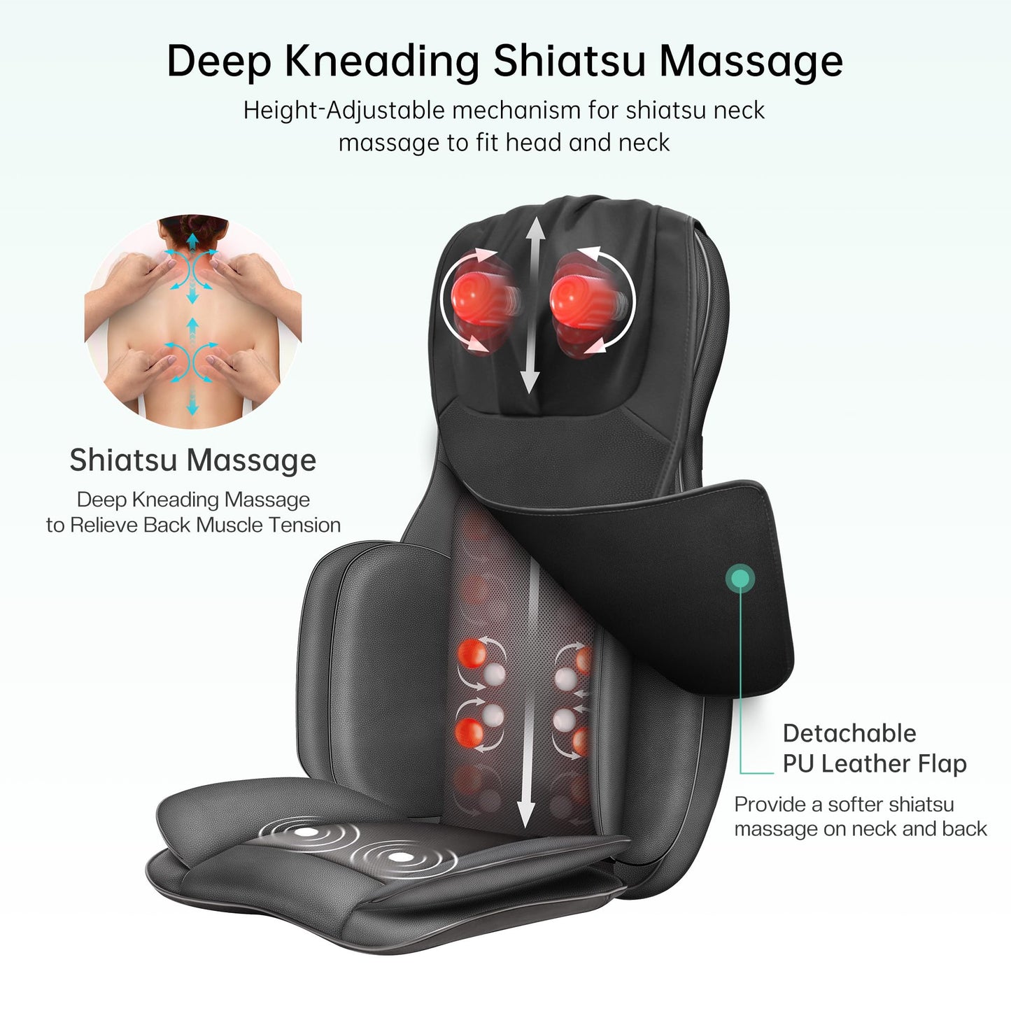 Snailax Neck Back Massager with Heat, Full Body Massage Chair Pad, Adjustable Compression, Rolling, Shiatsu Massage Seat Cushion, Chair Massagers,Gifts for Women, Man (Upgrade)